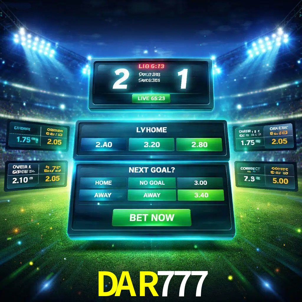 Vista de apuestas en vivo DAR777 durante un partido en curso